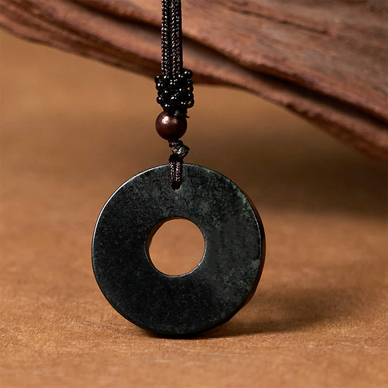 Nimara Ritual Tibetan Nanyang Black-Green Jade PiXiu Peace Buckle Protection Necklace Pendant