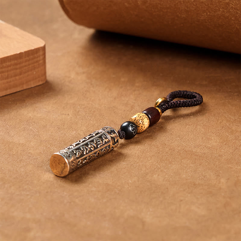 Nimara Ritual Tibetan Om Mani Padme Hum Shurangama Mantra Vajra Pattern Copper Purity Key Chain