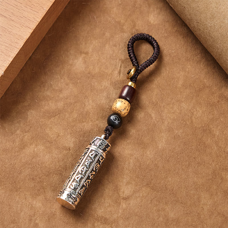 Nimara Ritual Tibetan Om Mani Padme Hum Shurangama Mantra Vajra Pattern Copper Purity Key Chain