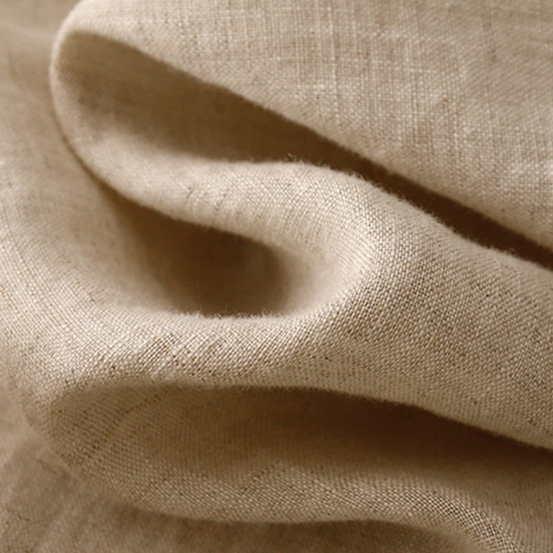 Nimara Ritual Casual Plain Frog-Button Design 7-8 Length Cotton Linen Women's Harem Pants With Pockets