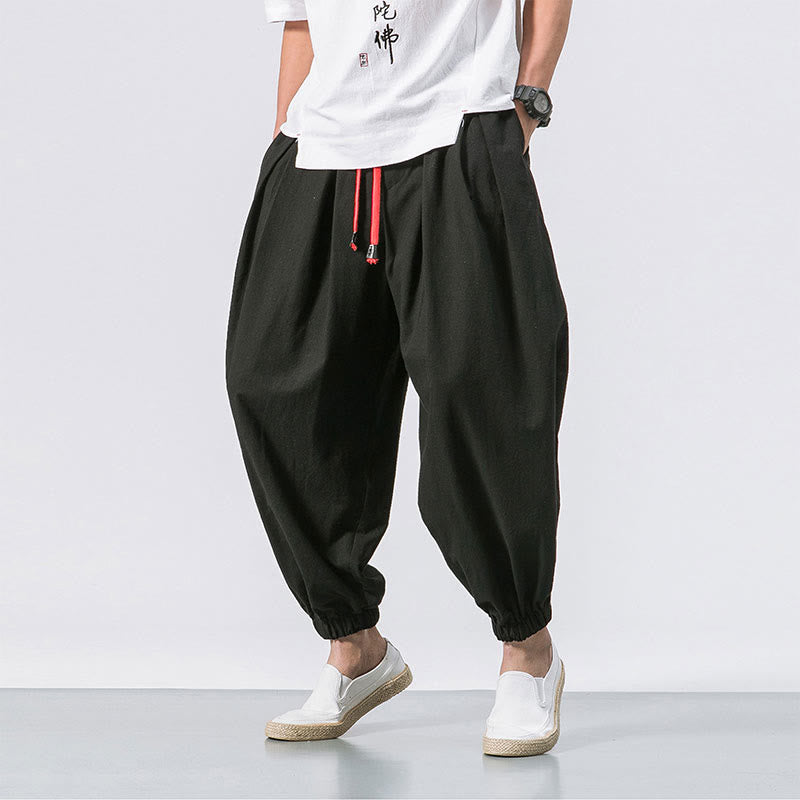 Nimara Ritual Casual Sports Men's Solid Color Cotton Drawstring Pants With Pockets