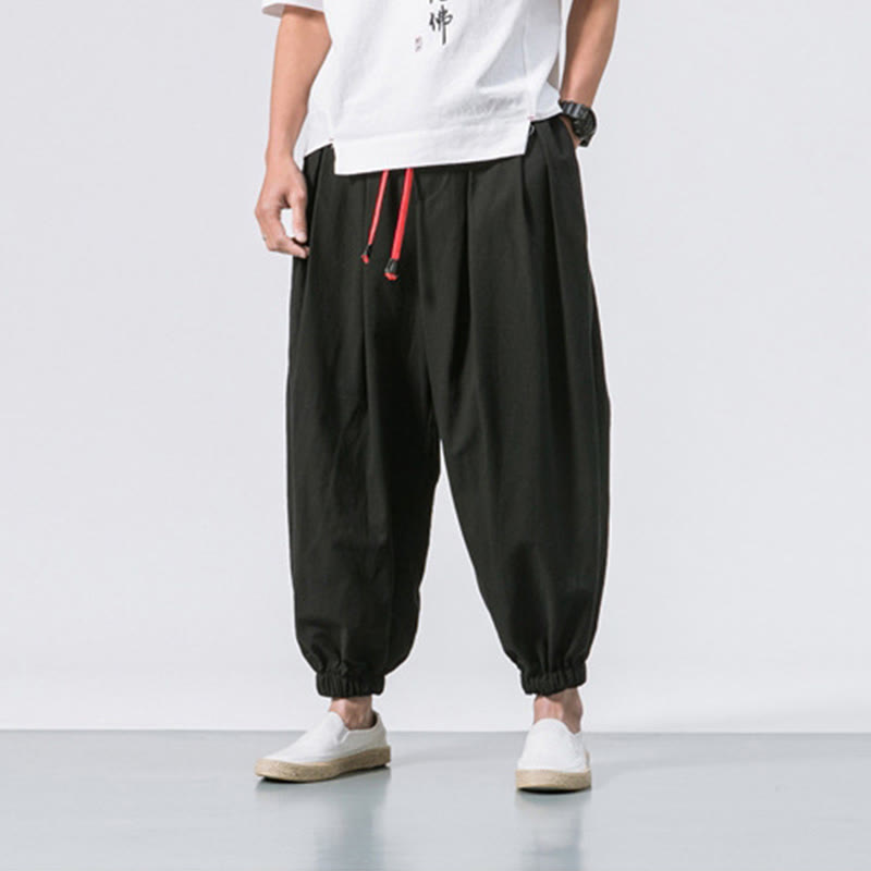 Nimara Ritual Casual Sports Men's Solid Color Cotton Drawstring Pants With Pockets