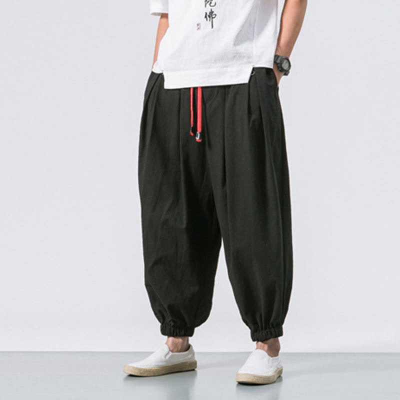 Nimara Ritual Casual Sports Men's Solid Color Cotton Drawstring Pants With Pockets