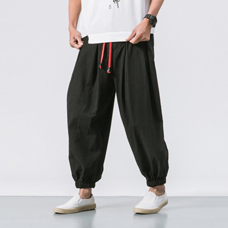 Nimara Ritual Casual Sports Men's Solid Color Cotton Drawstring Pants With Pockets