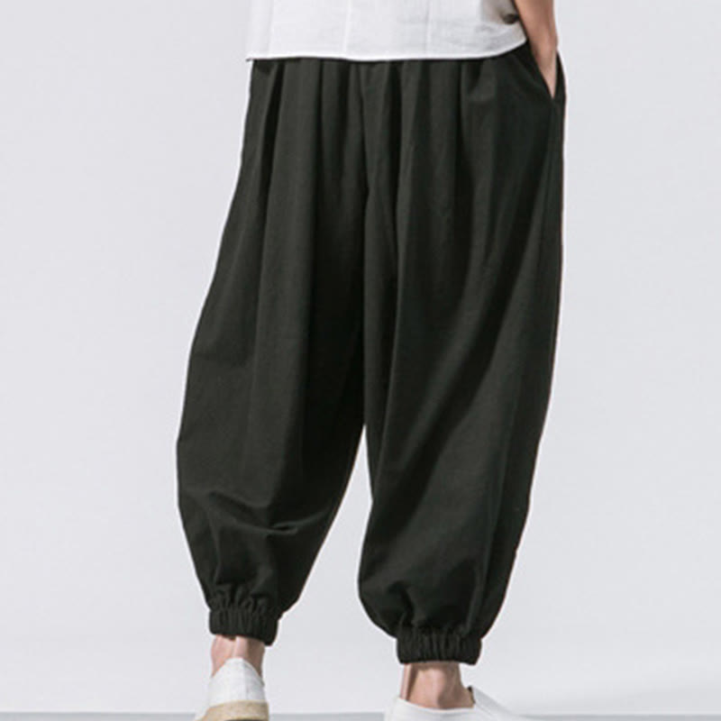 Nimara Ritual Casual Sports Men's Solid Color Cotton Drawstring Pants With Pockets