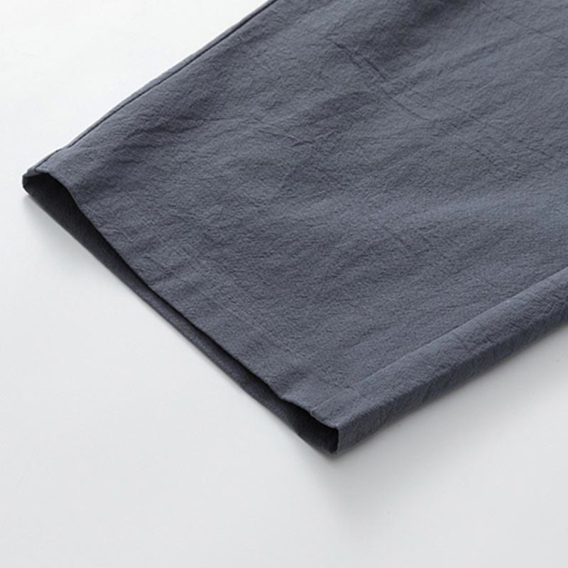 Nimara Ritual Summer 2Pcs Plain Short Sleeve T-Shirt 7-8 Length Pants Cotton Linen Tang Suit Men's Meditation Cloth Set With Pockets