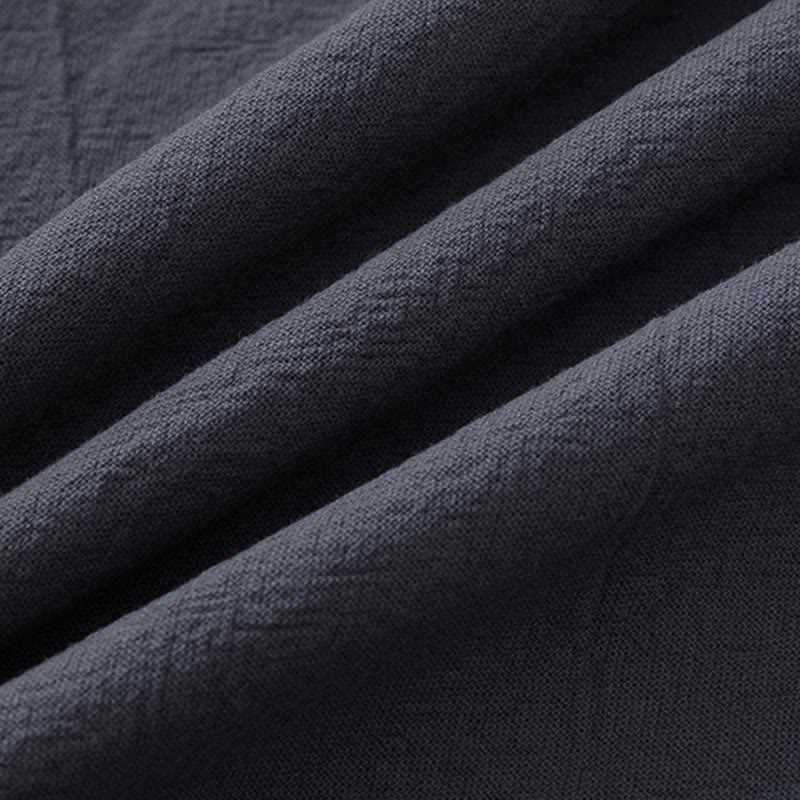 Nimara Ritual Summer 2Pcs Plain Short Sleeve T-Shirt 7-8 Length Pants Cotton Linen Tang Suit Men's Meditation Cloth Set With Pockets