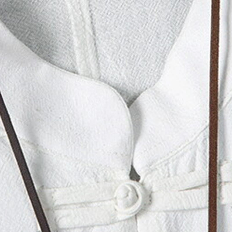Nimara Ritual Summer Frog-button Patchwork Half Sleeve Design Cotton Linen Men's Shirt Jacket