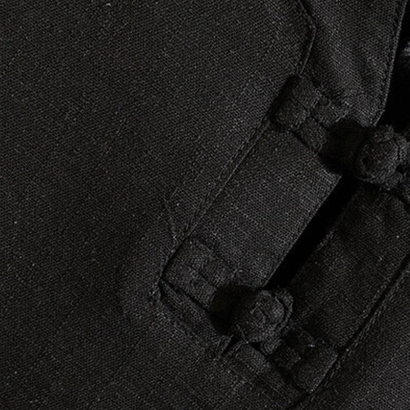 Nimara Ritual Summer Chinese Frog-button Men's Solid Color Button Short Sleeve Cotton Linen Shirt