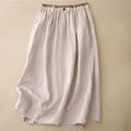Nimara Ritual Vintage Casual Plain Side Slit Elastic Waist Cotton Linen Women's Skirt With Pockets