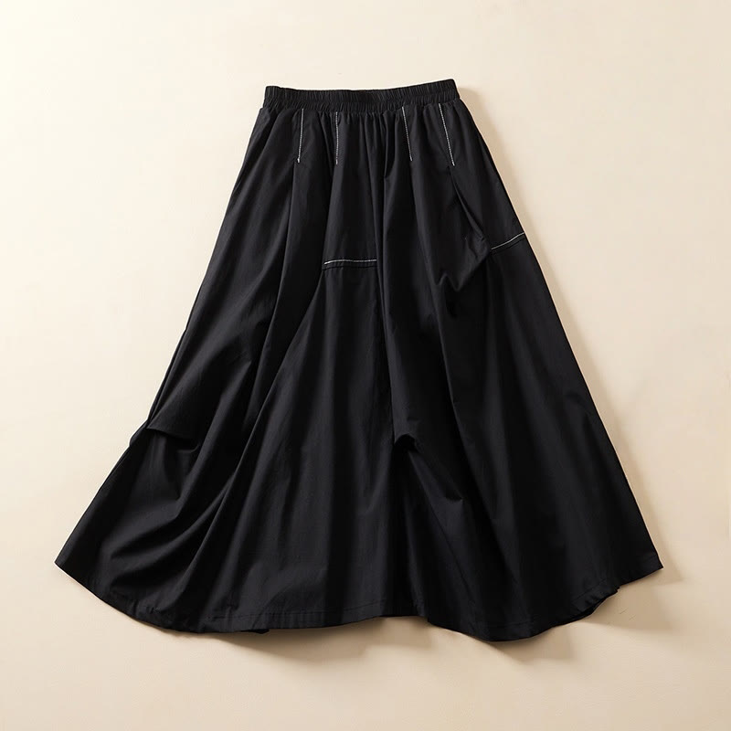 Nimara Ritual Summer Casual Irregular Design Women's Cotton Skirt With Pockets