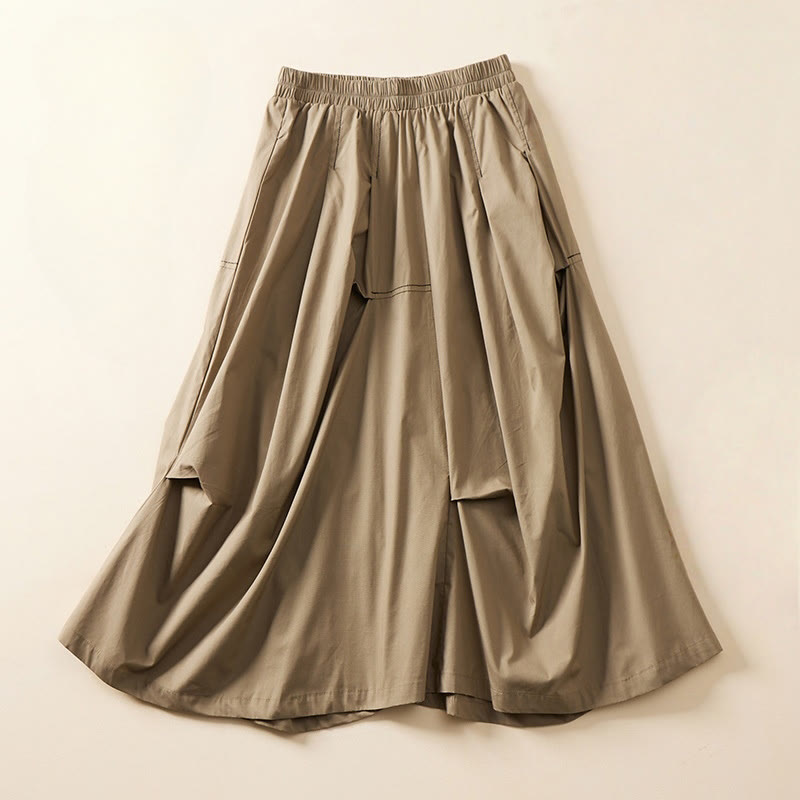 Nimara Ritual Summer Casual Irregular Design Women's Cotton Skirt With Pockets
