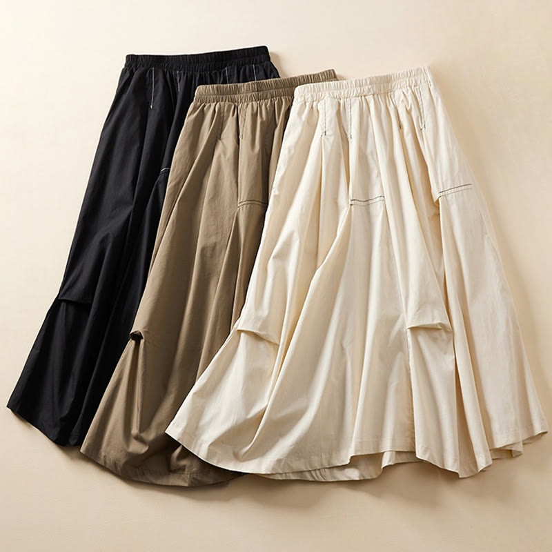 Nimara Ritual Summer Casual Irregular Design Women's Cotton Skirt With Pockets