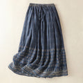 Nimara Ritual Vintage Ethnic Floral Pattern Lined Drawstring Women's Skirt With Pockets
