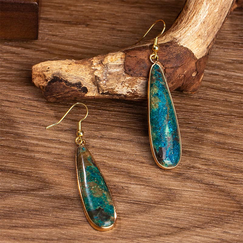 Nimara Ritual Emperor Stone Water Drop Happiness Dangle Earrings