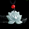 Nimara Ritual Lotus Flower Pattern Carved Jade Prosperity Necklace Pendant