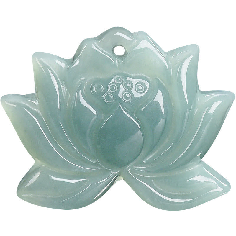 Nimara Ritual Lotus Flower Pattern Carved Jade Prosperity Necklace Pendant
