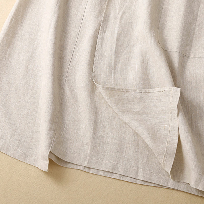 Nimara Ritual Vintage Summer Asymmetrical High Waist Women's Cotton Linen Skirt With Pockets