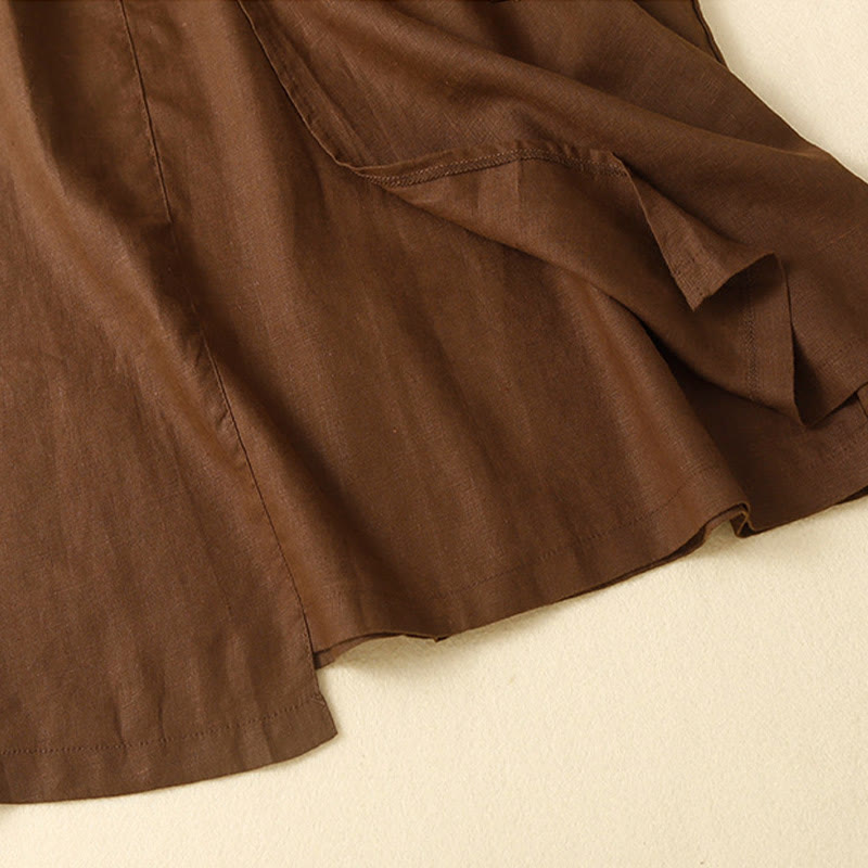 Nimara Ritual Vintage Summer Asymmetrical High Waist Women's Cotton Linen Skirt With Pockets