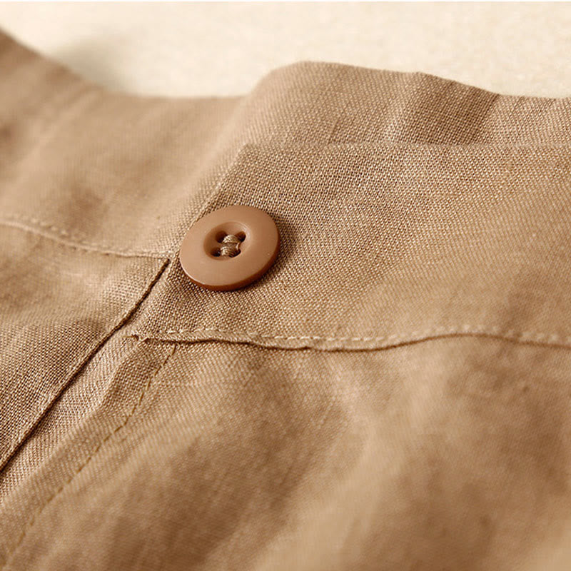 Nimara Ritual Vintage Summer Asymmetrical High Waist Women's Cotton Linen Skirt With Pockets