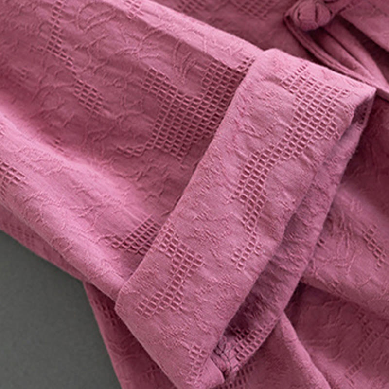Nimara Ritual Casual Solid Color Frog Button Long Sleeve Zen Cotton Linen Women's Shirt