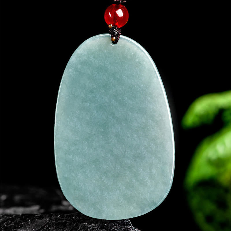 Nimara Ritual Natural Green Jade Nine Tailed Fox Flowers Luck Necklace Pendant
