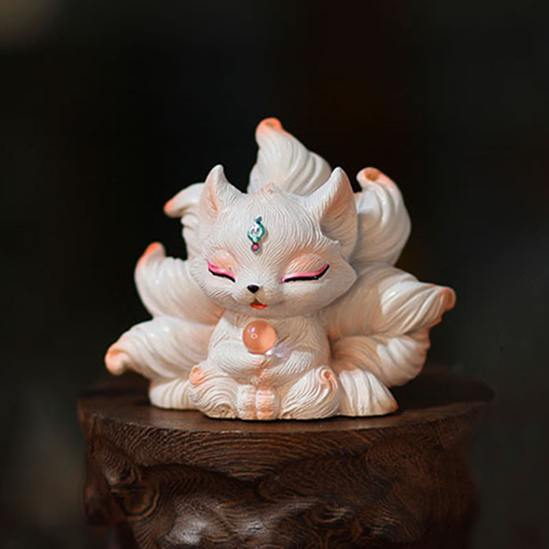 Nimara Ritual Mini Nine Tailed Fox Luck Resin Home Desk Decoration