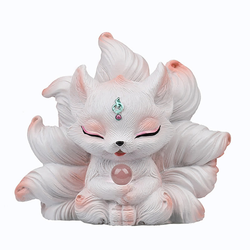 Nimara Ritual Mini Nine Tailed Fox Luck Resin Home Desk Decoration