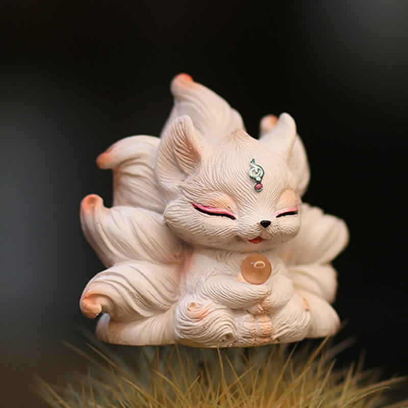 Nimara Ritual Mini Nine Tailed Fox Luck Resin Home Desk Decoration