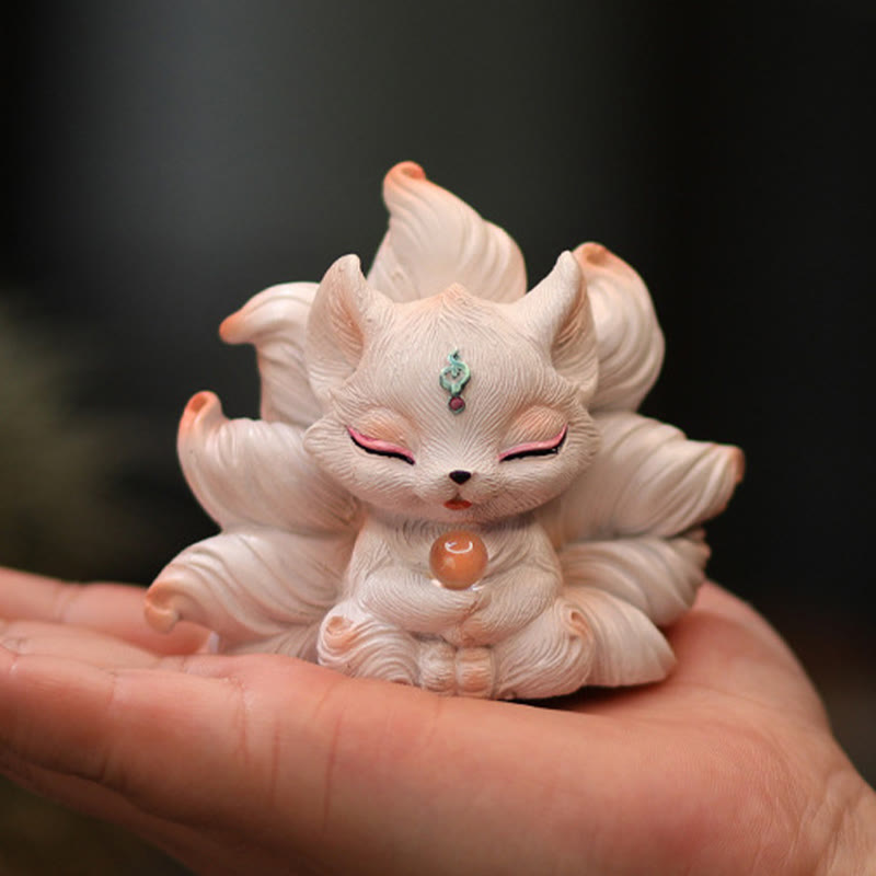 Nimara Ritual Mini Nine Tailed Fox Luck Resin Home Desk Decoration