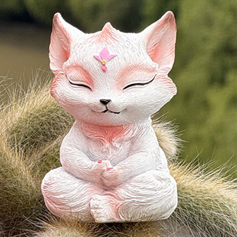 Nimara Ritual Small Nine Tailed Fox Sitting Protection Resin Home Decoration