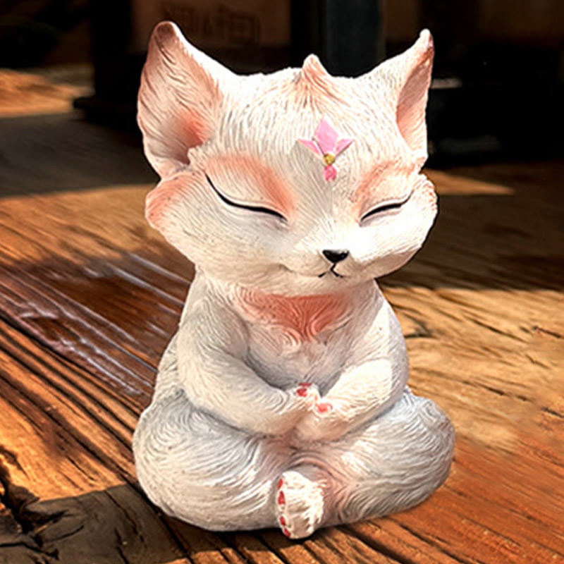 Nimara Ritual Small Nine Tailed Fox Sitting Protection Resin Home Decoration
