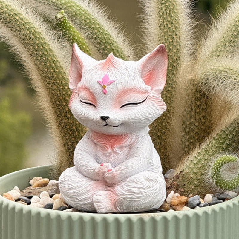 Nimara Ritual Small Nine Tailed Fox Sitting Protection Resin Home Decoration