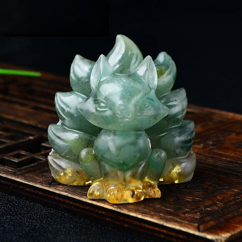 Nimara Ritual Natural Various Crystal Strawberry Quartz Amethyst Nine Tailed Fox Protection Home Decoration