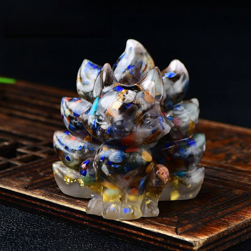 Nimara Ritual Natural Various Crystal Strawberry Quartz Amethyst Nine Tailed Fox Protection Home Decoration
