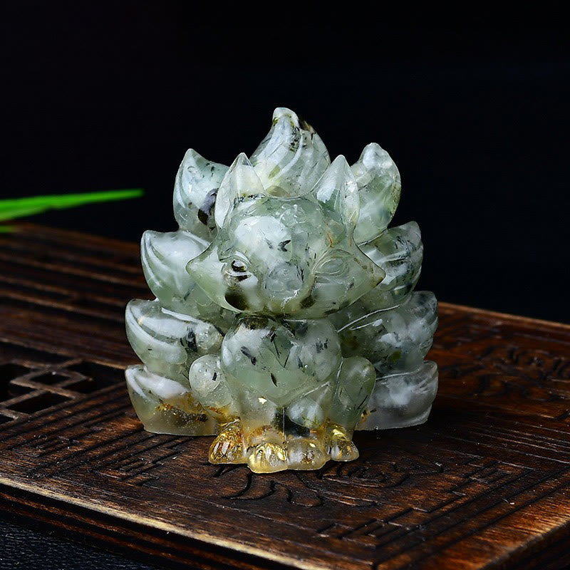 Nimara Ritual Natural Various Crystal Strawberry Quartz Amethyst Nine Tailed Fox Protection Home Decoration
