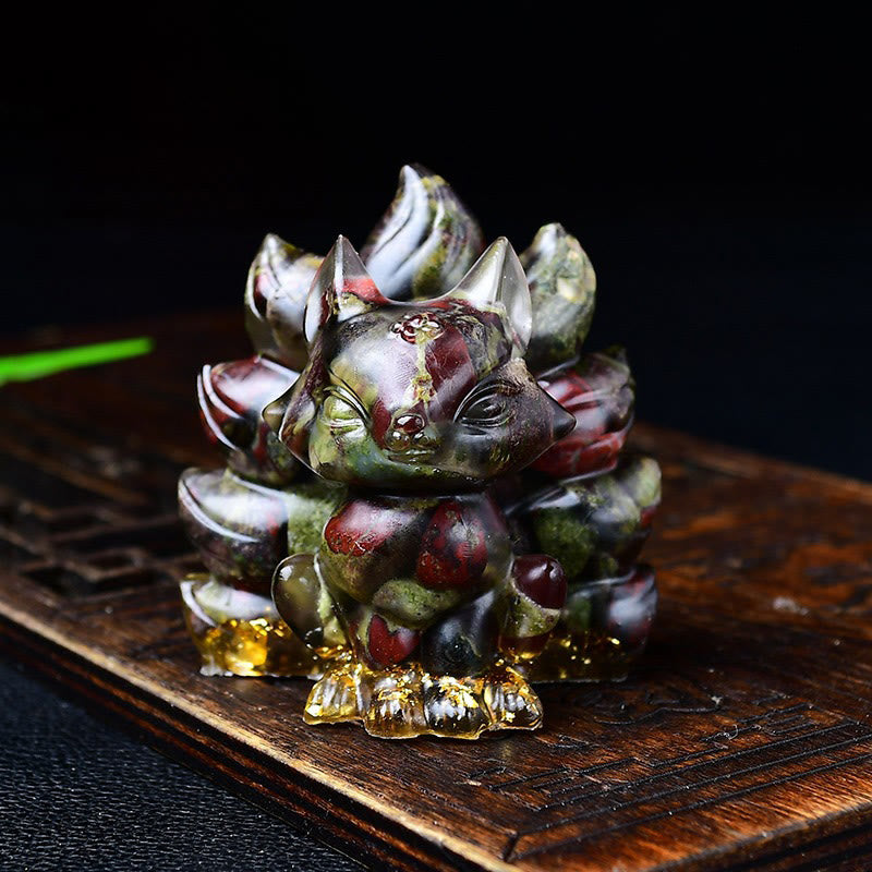 Nimara Ritual Natural Various Crystal Strawberry Quartz Amethyst Nine Tailed Fox Protection Home Decoration