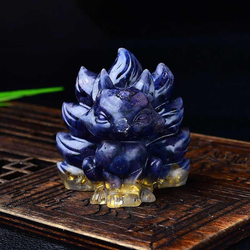 Nimara Ritual Natural Various Crystal Strawberry Quartz Amethyst Nine Tailed Fox Protection Home Decoration