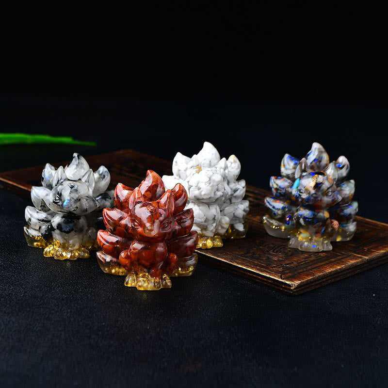 Nimara Ritual Natural Various Crystal Strawberry Quartz Amethyst Nine Tailed Fox Protection Home Decoration