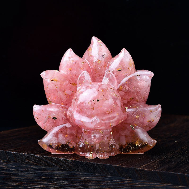 Nimara Ritual Small Various Stone Pink Crystal Citrine Amethyst Nine Tailed Fox Warmth Home Decoration
