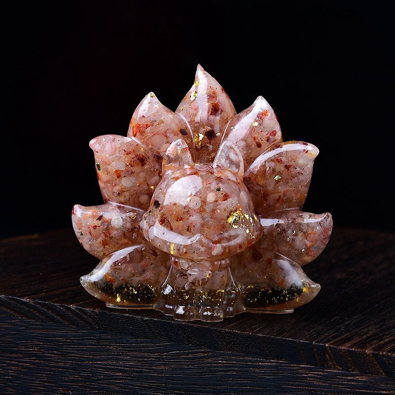 Nimara Ritual Small Various Stone Pink Crystal Citrine Amethyst Nine Tailed Fox Warmth Home Decoration