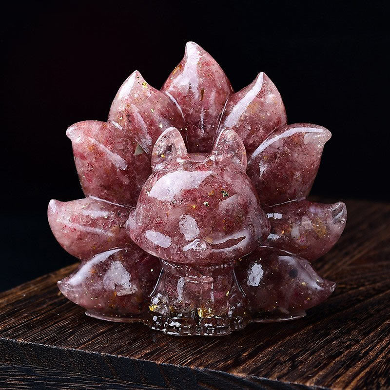 Nimara Ritual Small Various Stone Pink Crystal Citrine Amethyst Nine Tailed Fox Warmth Home Decoration