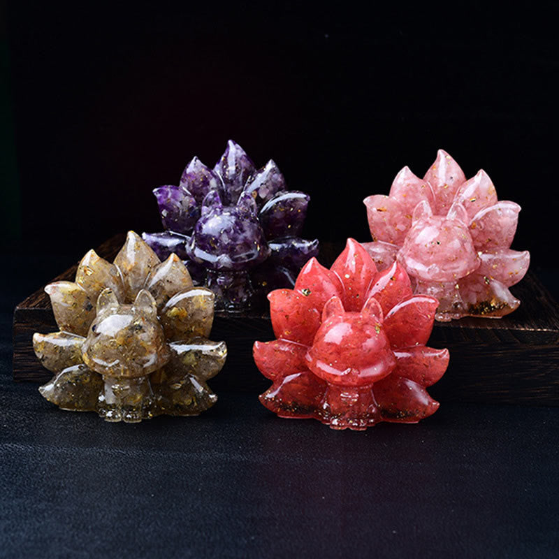 Nimara Ritual Small Various Stone Pink Crystal Citrine Amethyst Nine Tailed Fox Warmth Home Decoration