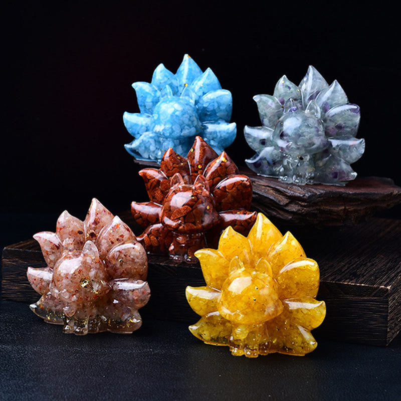 Nimara Ritual Small Various Stone Pink Crystal Citrine Amethyst Nine Tailed Fox Warmth Home Decoration