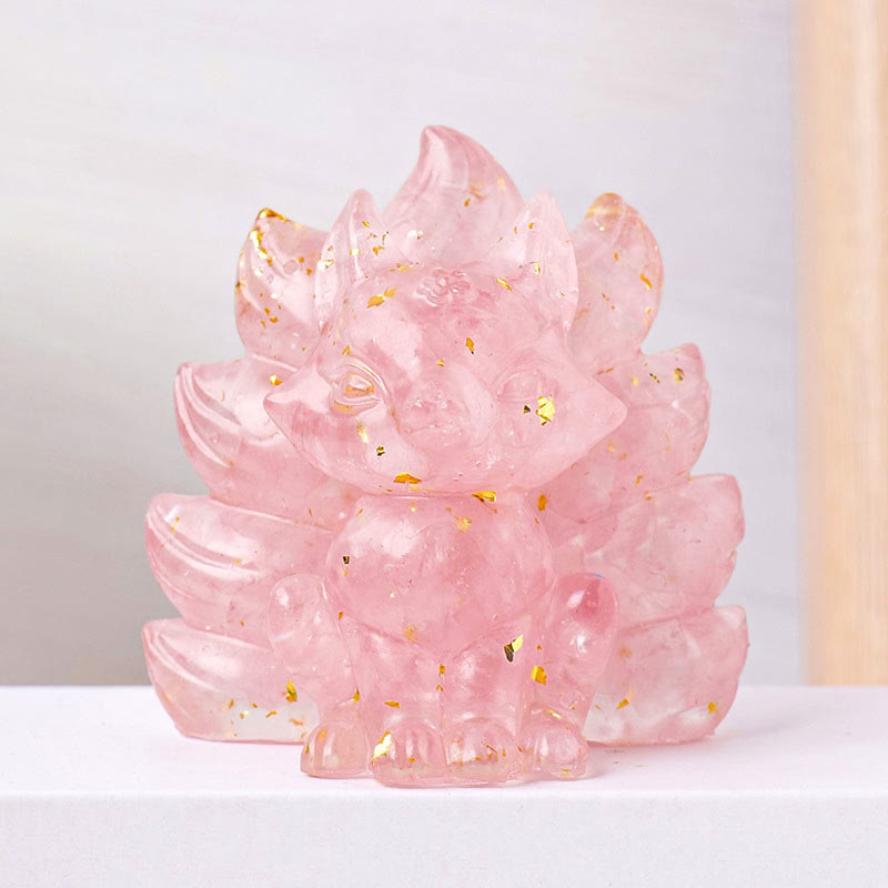 Nimara Ritual Small Various Stone Strawberry Quartz Amethyst Green Aventurine Nine Tailed Fox Healing Home Decoration