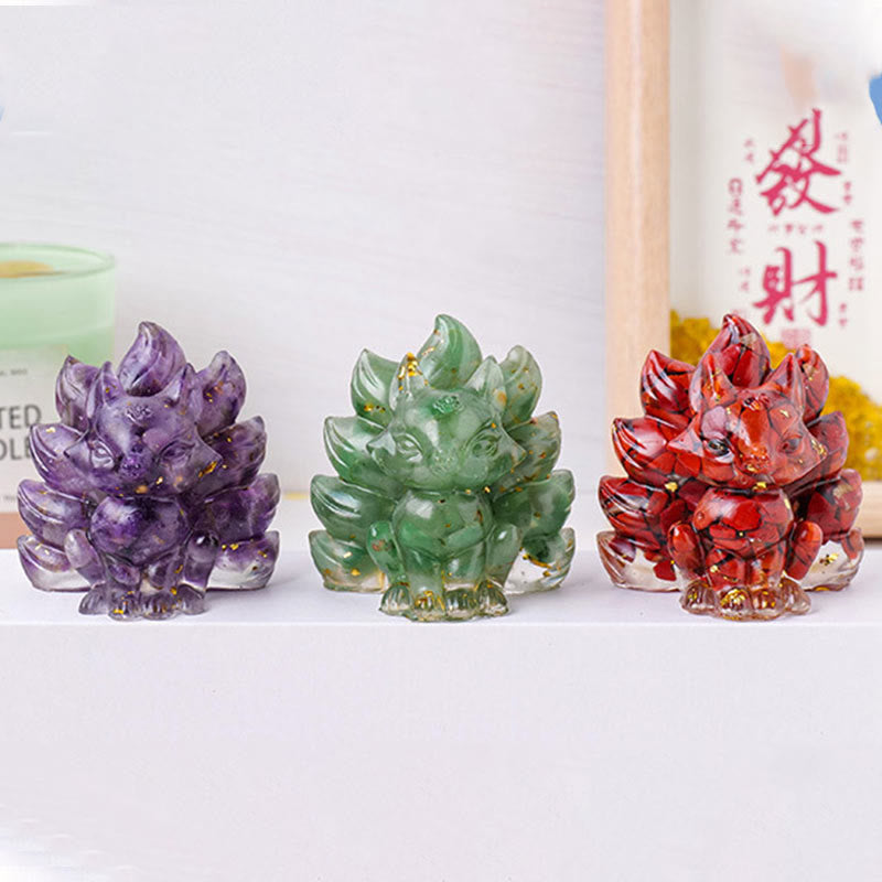 Nimara Ritual Small Various Stone Strawberry Quartz Amethyst Green Aventurine Nine Tailed Fox Healing Home Decoration