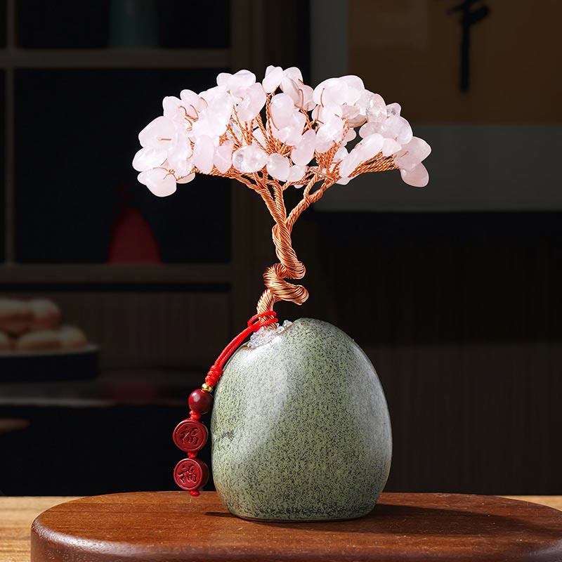 Nimara Ritual Citrine Amethyst Green Aventurine Crystal Tree Ceramic Base Prosperity Home Decoration