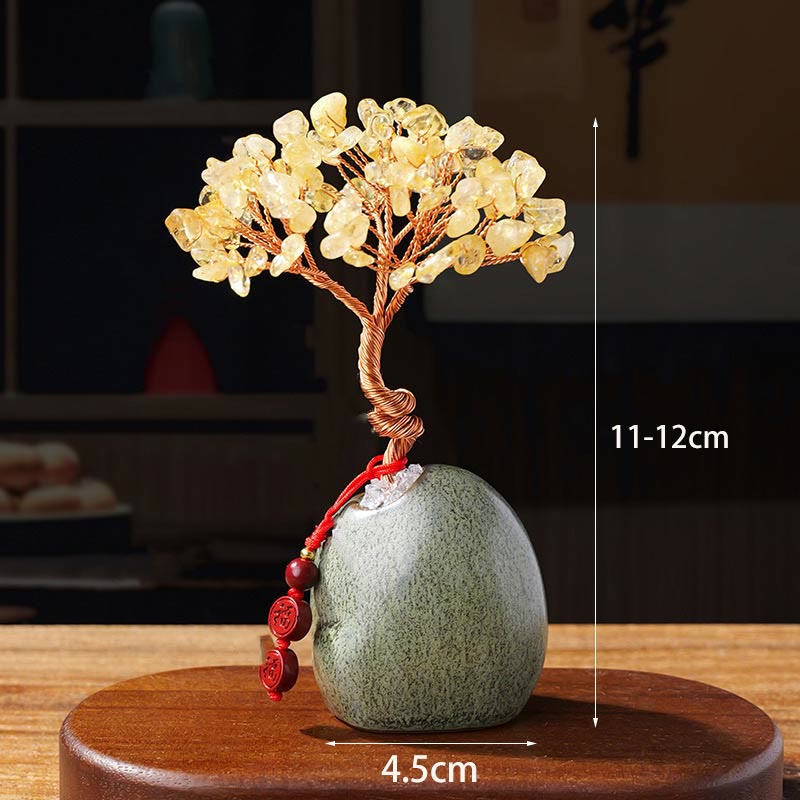 Nimara Ritual Citrine Amethyst Green Aventurine Crystal Tree Ceramic Base Prosperity Home Decoration
