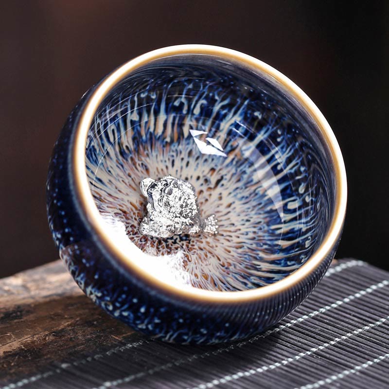 Nimara Ritual Handmade Chinese Jianzhan Koi Fish Lotus Dragon Phoenix 12 Chinese Zodiac Ceramic Teacup Kung Fu Tea Cup 70ml