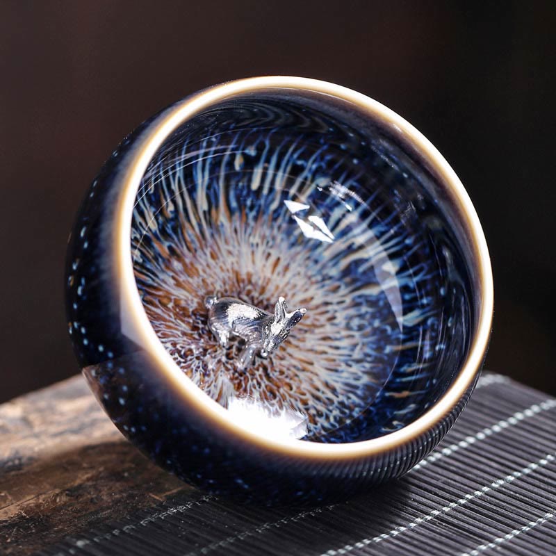 Nimara Ritual Handmade Chinese Jianzhan Koi Fish Lotus Dragon Phoenix 12 Chinese Zodiac Ceramic Teacup Kung Fu Tea Cup 70ml